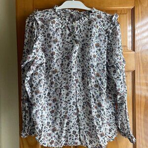 Long Sleeve Floral Blouse- Loft- Size L